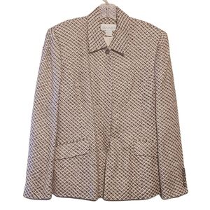 Tanner | Vintage Tan, Cream and Black Silk Career Blazer (Size 12)